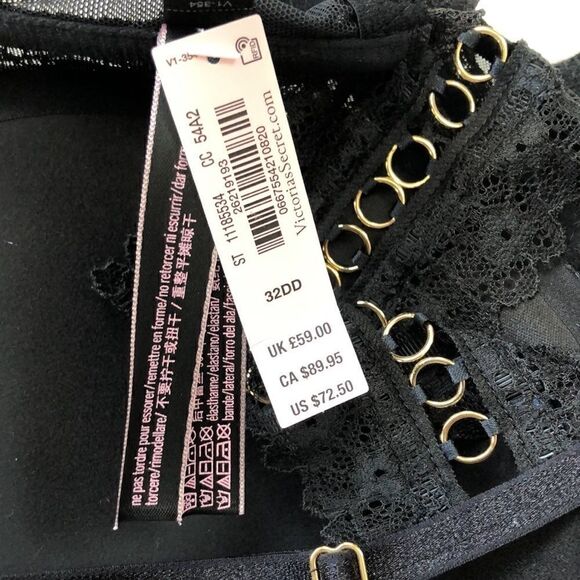 Victoria’s Secret Push-Up Strappy Plunge Bra in Black Lace - Picture 12 of 14